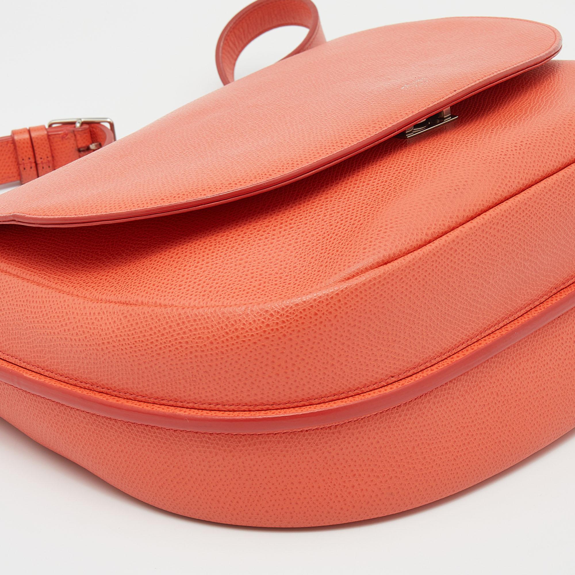 Celine Orange Leather Trotteur Messenger Bag 6
