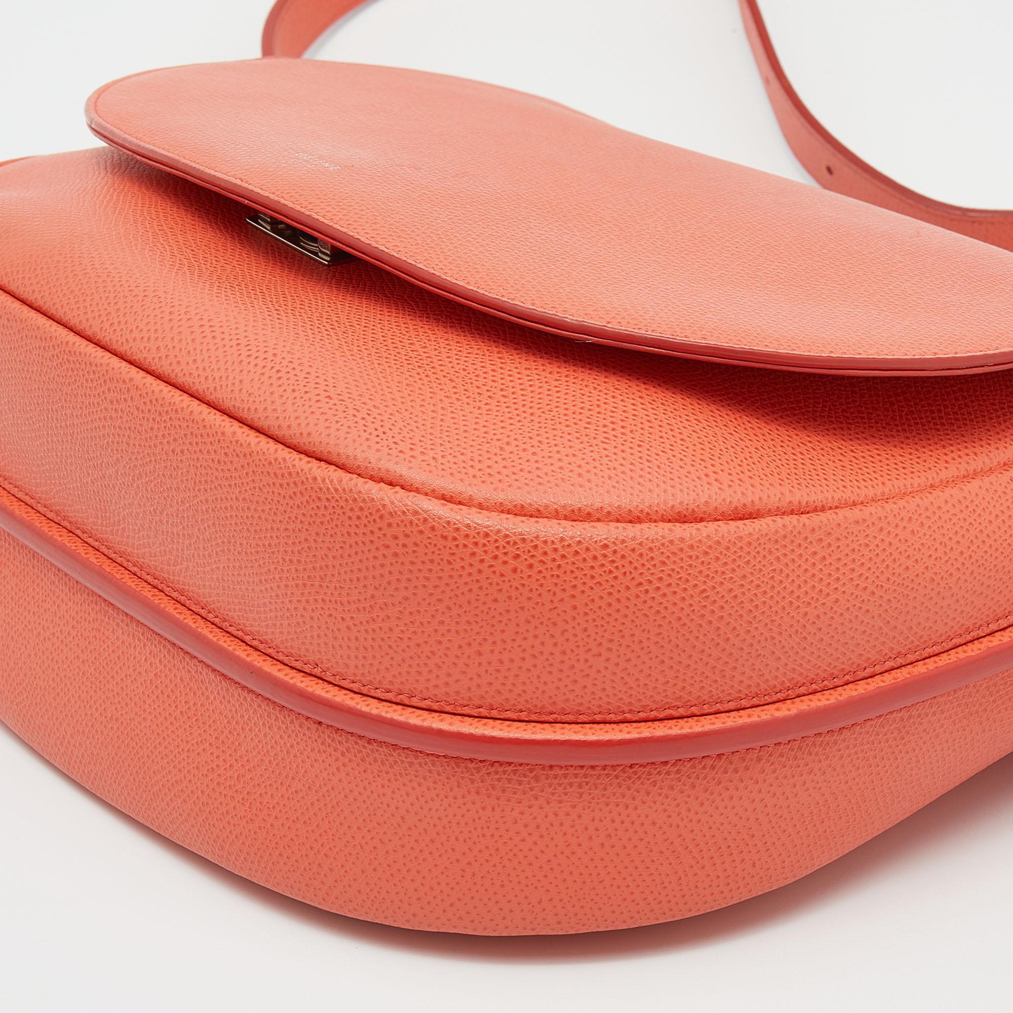 Celine Orange Leather Trotteur Messenger Bag 2