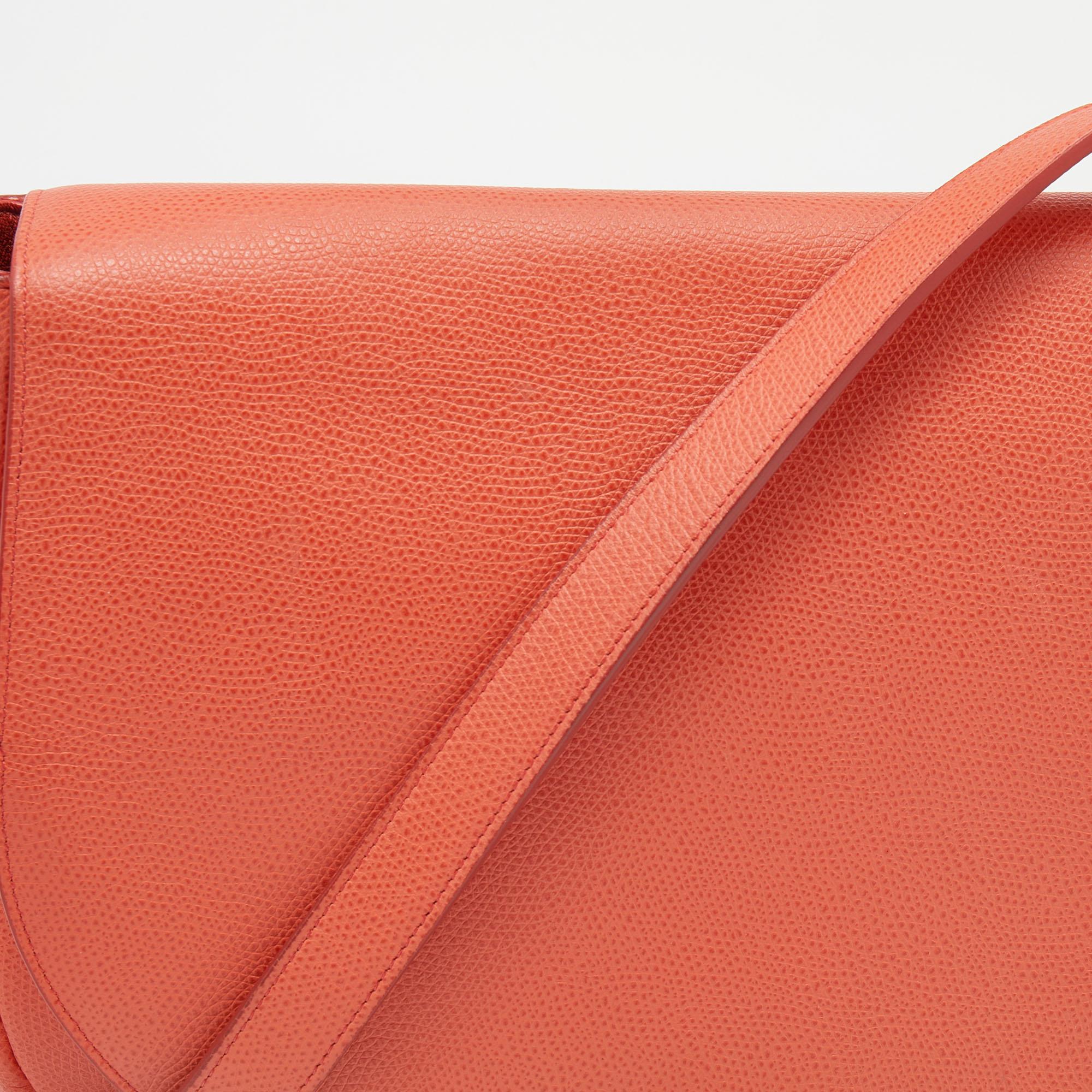 Celine Orange Leather Trotteur Messenger Bag 3