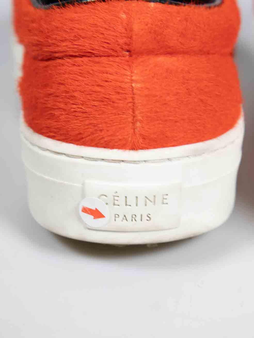 Céline Orange Pony Hair Slip Trainers Size IT 39 For Sale 3
