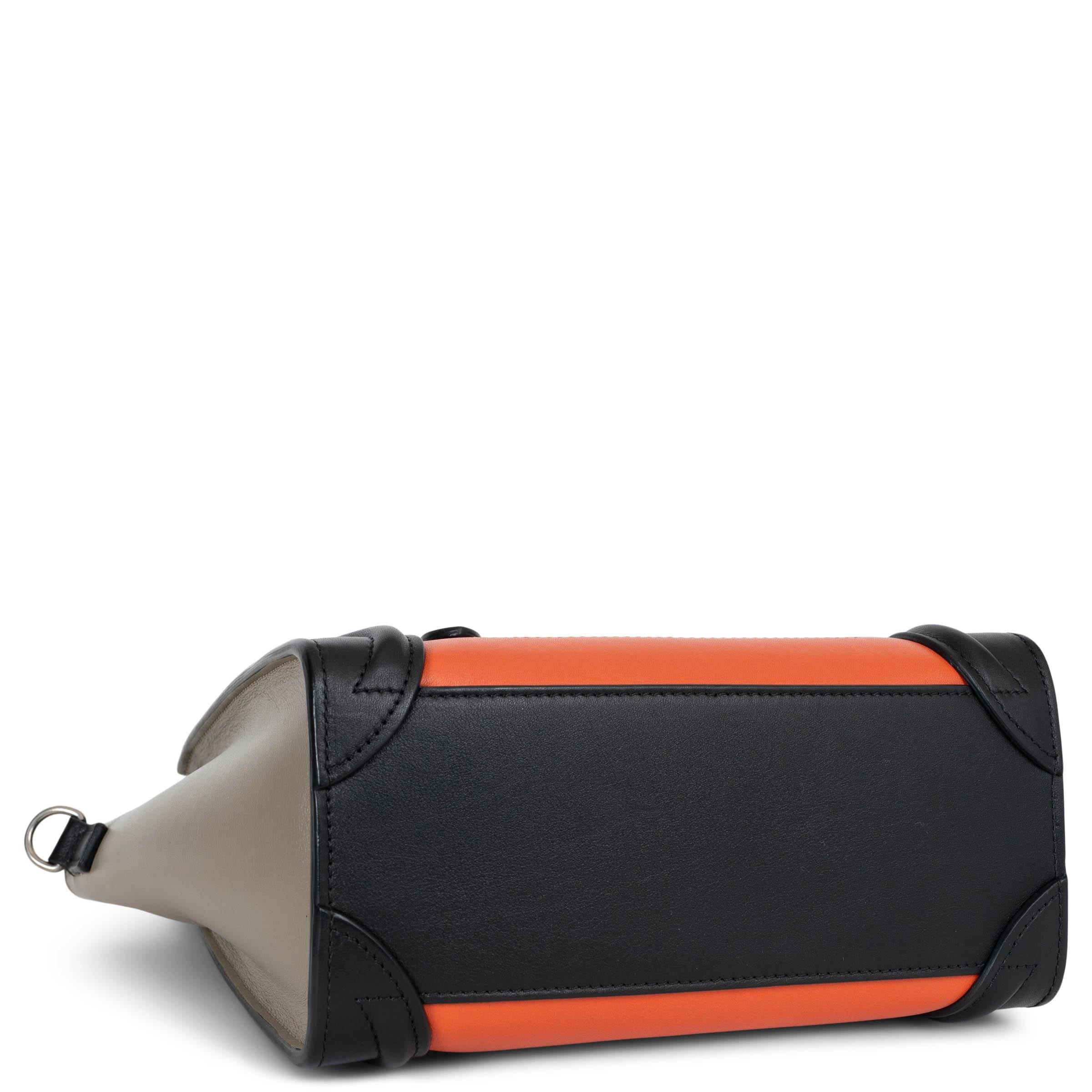 Bolso CELINE naranja topo cuero negro 2015 NANO LUGGAGE TRI-COLOR en Excelente estado para la venta en Zürich, CH