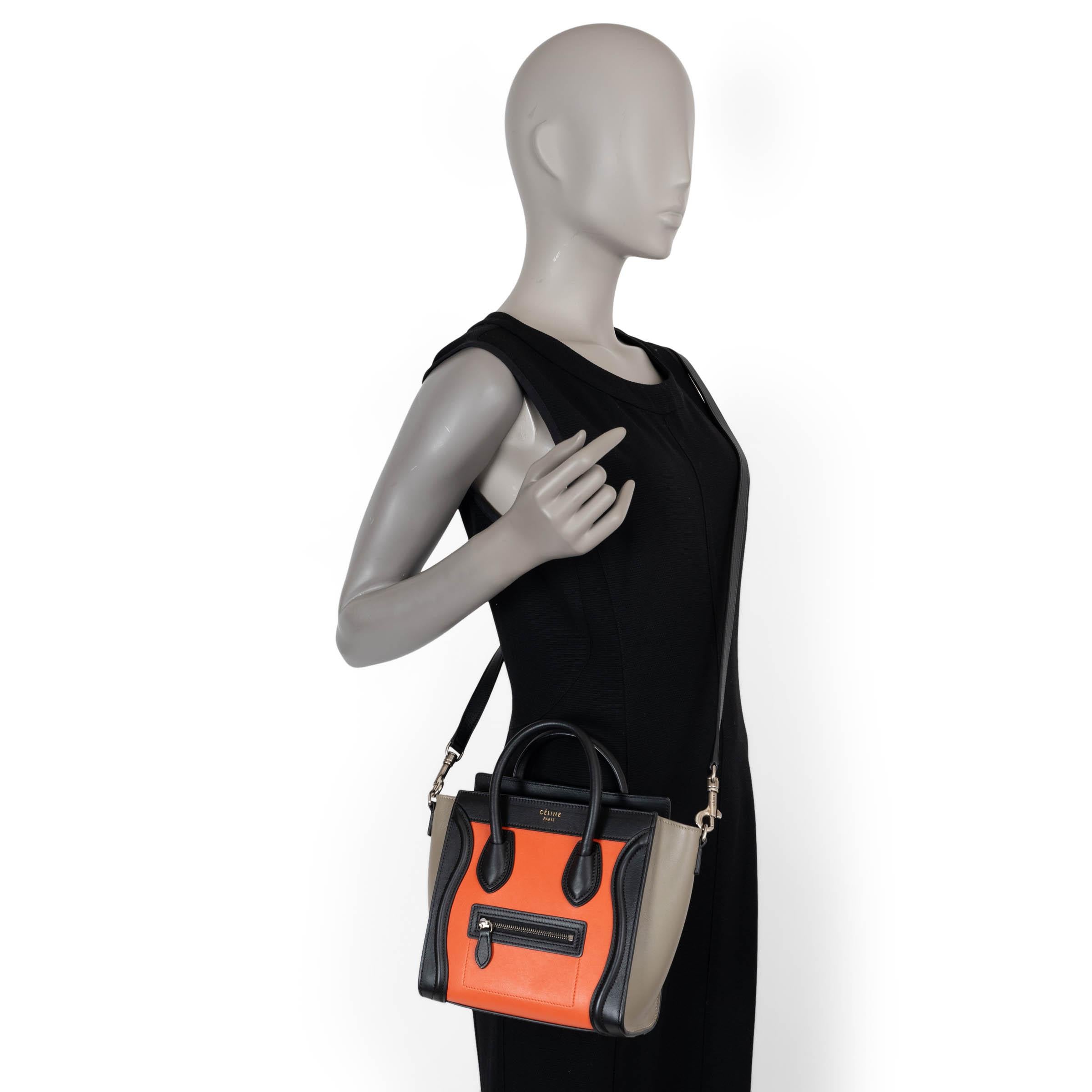 Bolso CELINE naranja topo cuero negro 2015 NANO LUGGAGE TRI-COLOR en venta 3