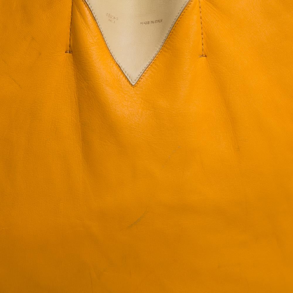 Celine Orange/Yellow Leather Vertical Cabas Tote 6