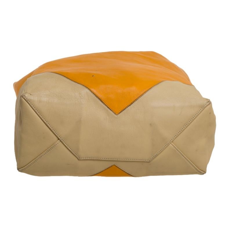 Celine Orange/Yellow Leather Vertical Cabas Tote 1
