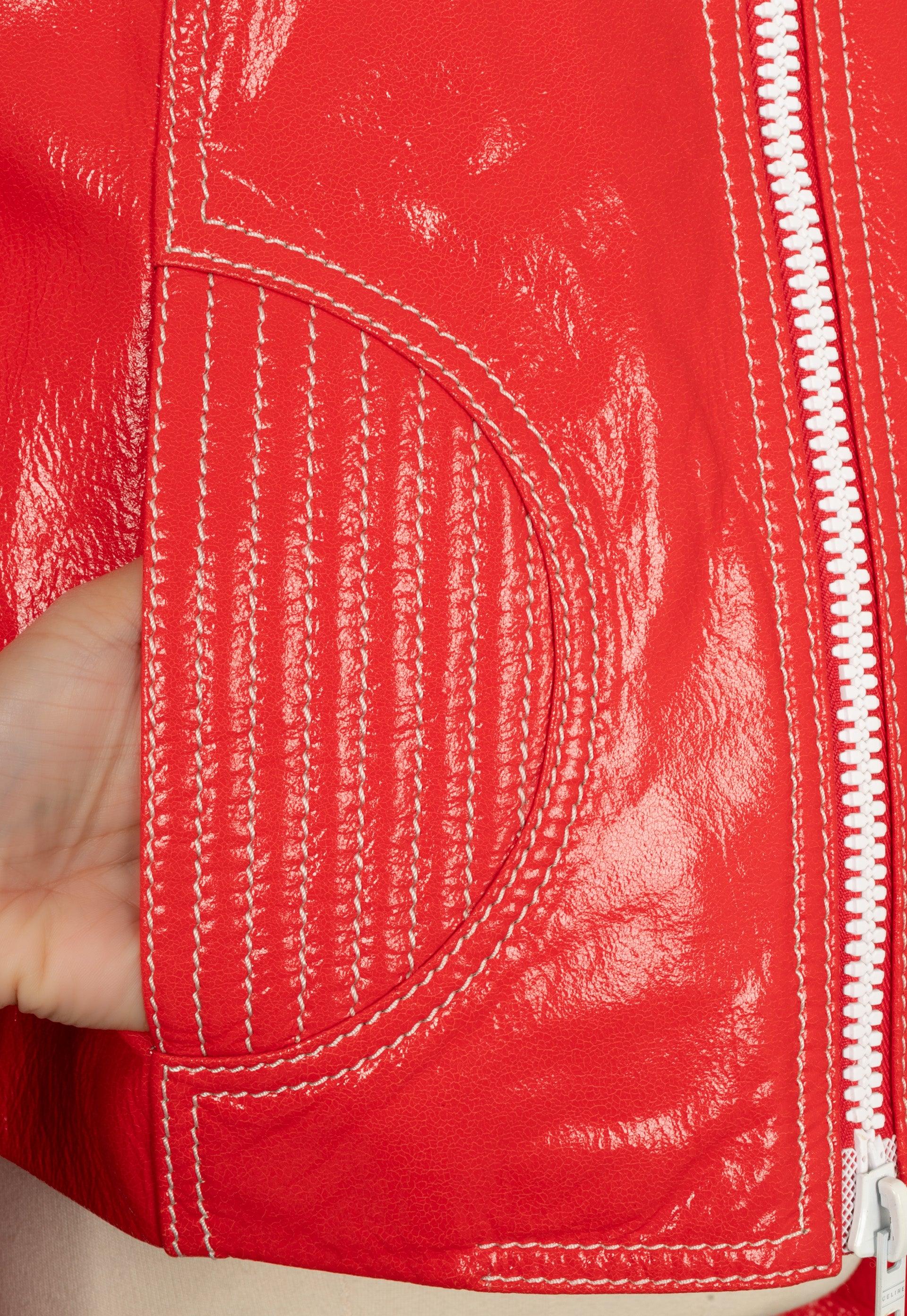 Céline Orangey-Red Lambskin Leather Jacket 1