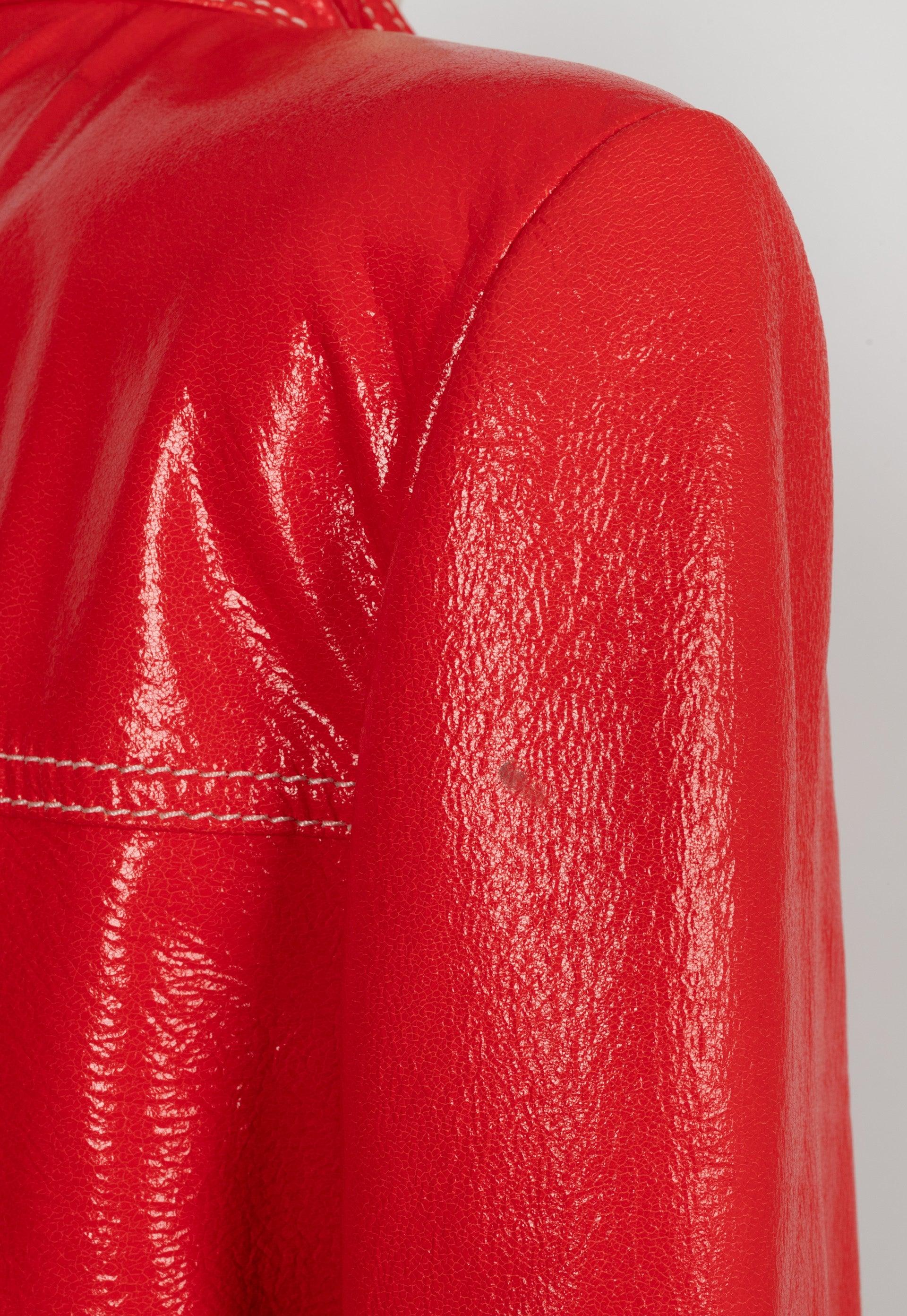 Céline Orangey-Red Lambskin Leather Jacket 2