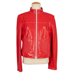 Céline Orangey-Red Lambskin Leather Jacket