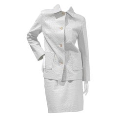 Celine Ostrich Leather Skirt Suit (Circa Late 80s / Early 90s)