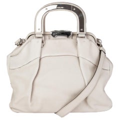 CELINE Borsa SOFT FRAME DOCTOR in pelle granulata grigio chiaro