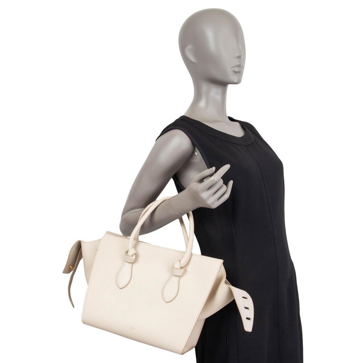 Women's CELINE pale grey leather TIE KNOT SMALL Tote Bag