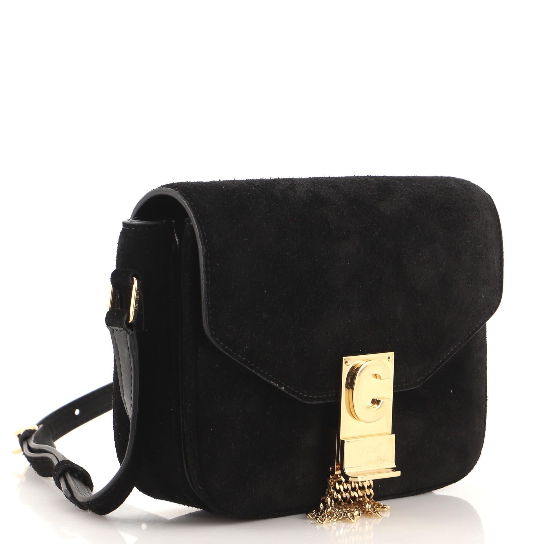 Celine Pampille C Tasche Wildleder klein (Schwarz)