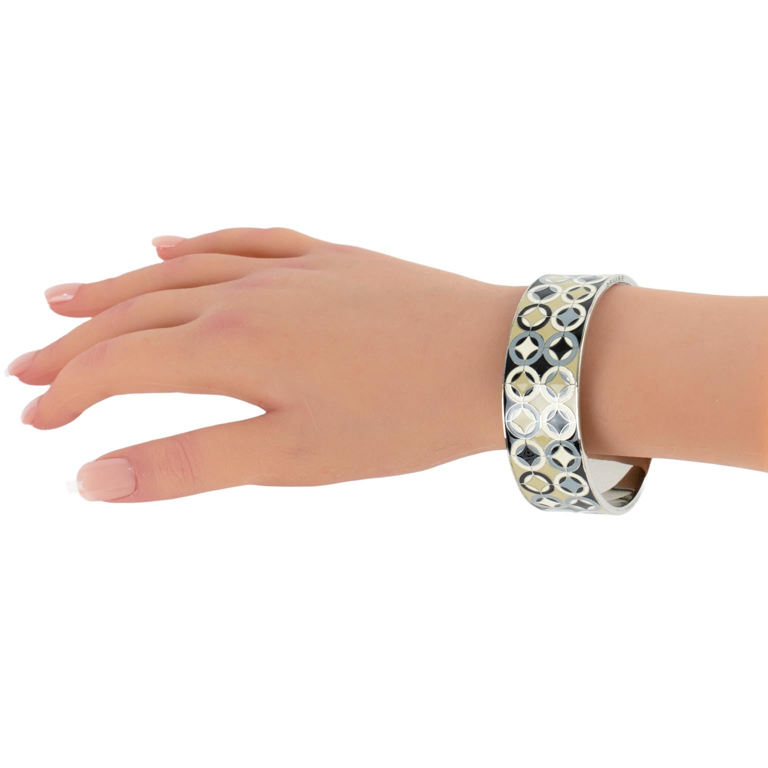 Celine Paris Art Deco Silvered Metal Bracelet For Sale 2