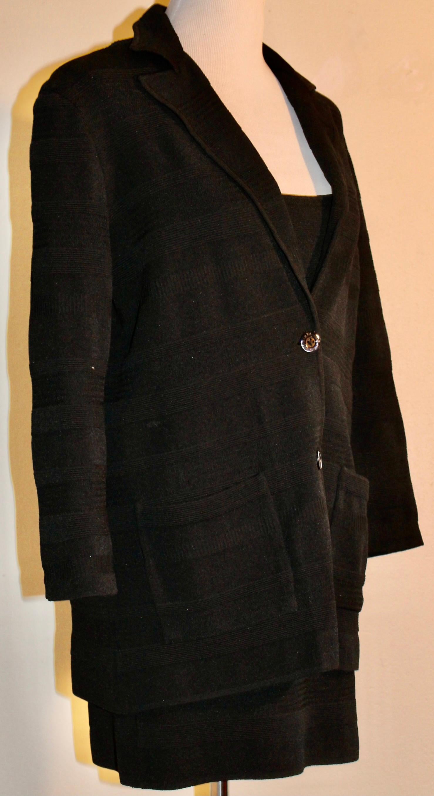 Celine Paris Black Dress and Jacket In Excellent Condition For Sale In Sharon, CT