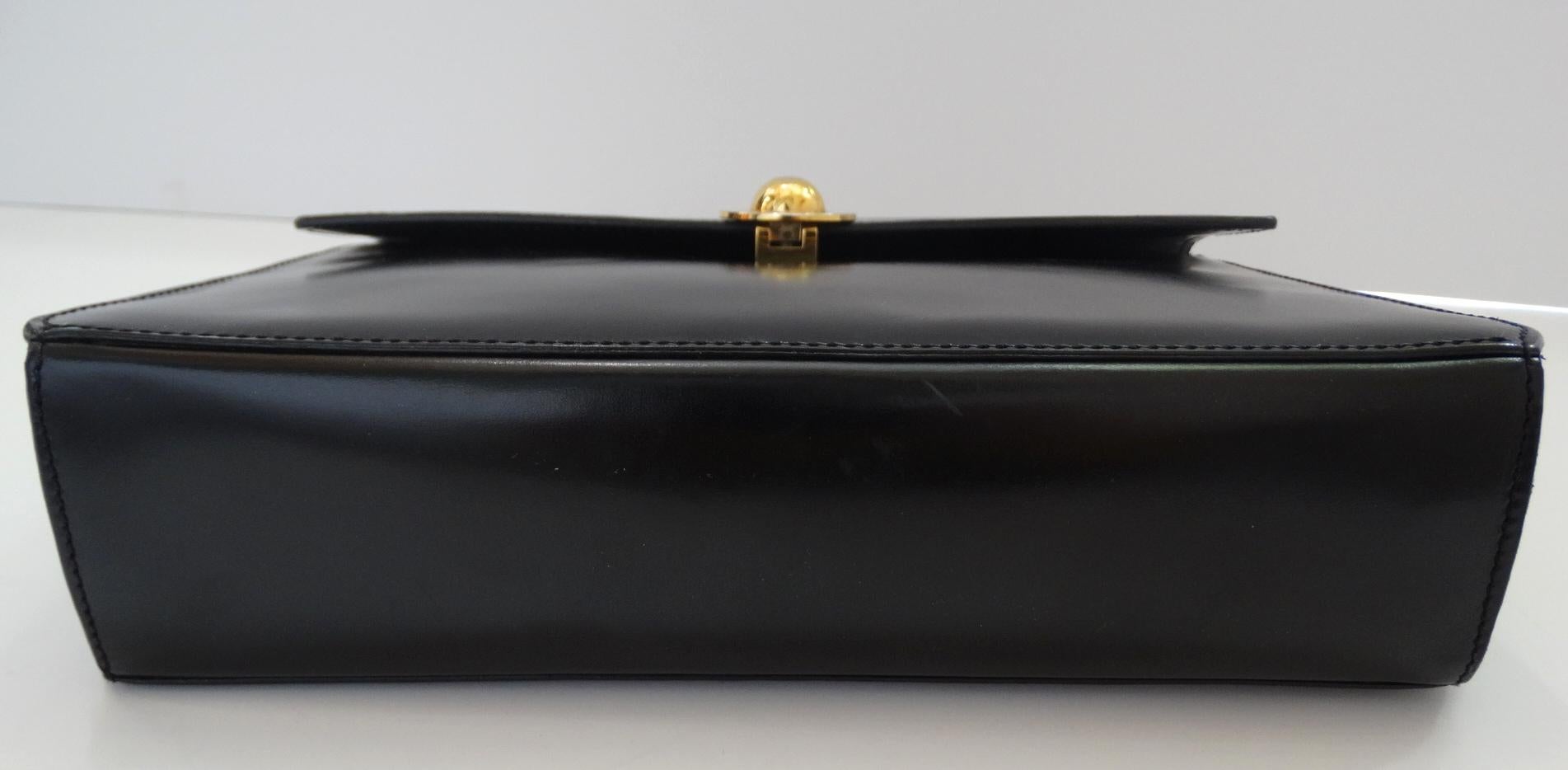 Celine Paris Black Leather Envelope Clutch In Good Condition In Scottsdale, AZ