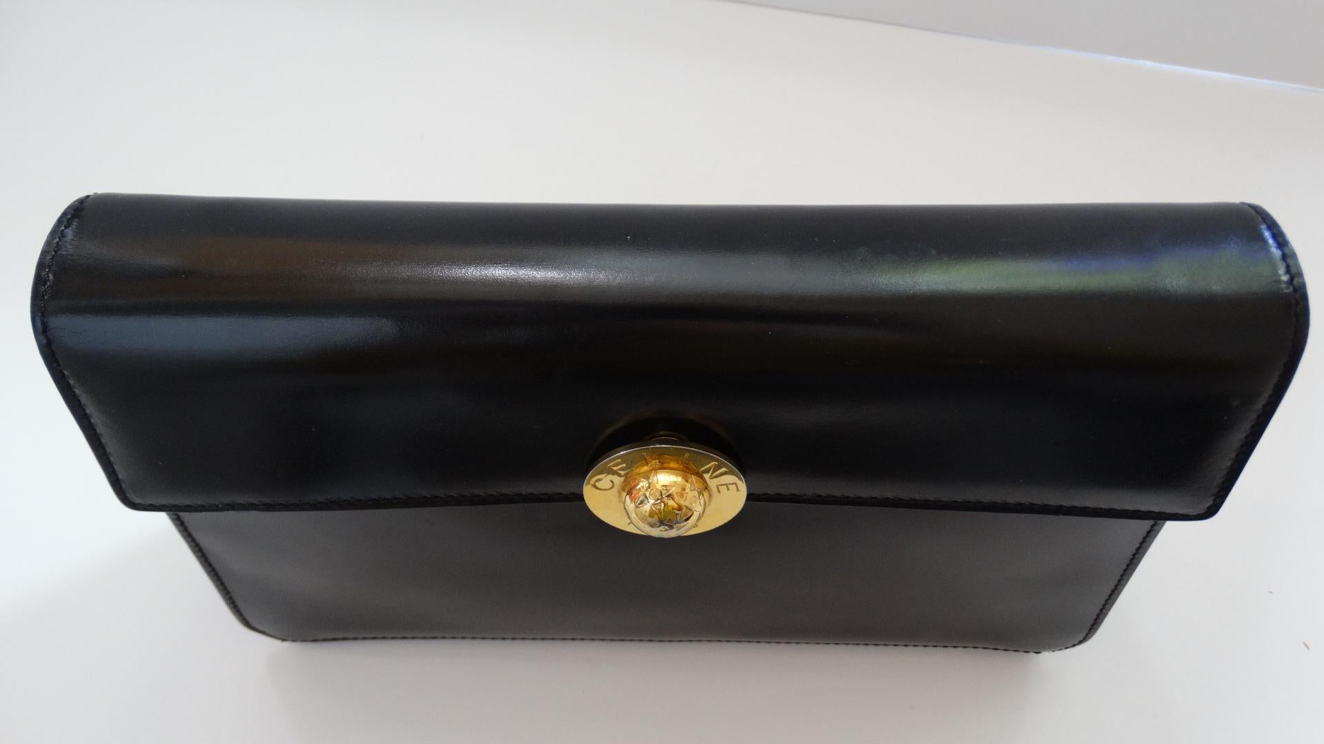 Women's Celine Paris Black Leather Envelope Clutch 