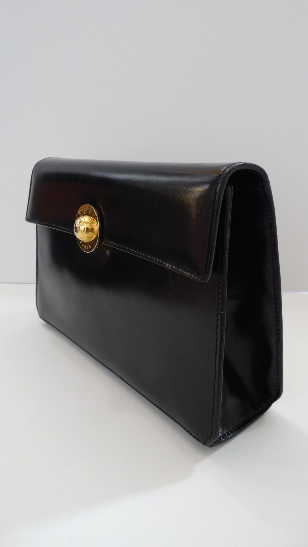 Celine Paris Black Leather Envelope Clutch  1