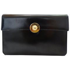 Celine Paris Black Leather Envelope Clutch