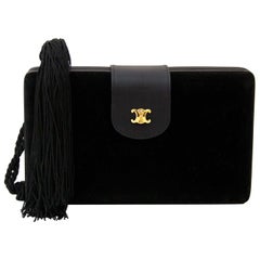 Céline Paris Black Velvet Box Clutch