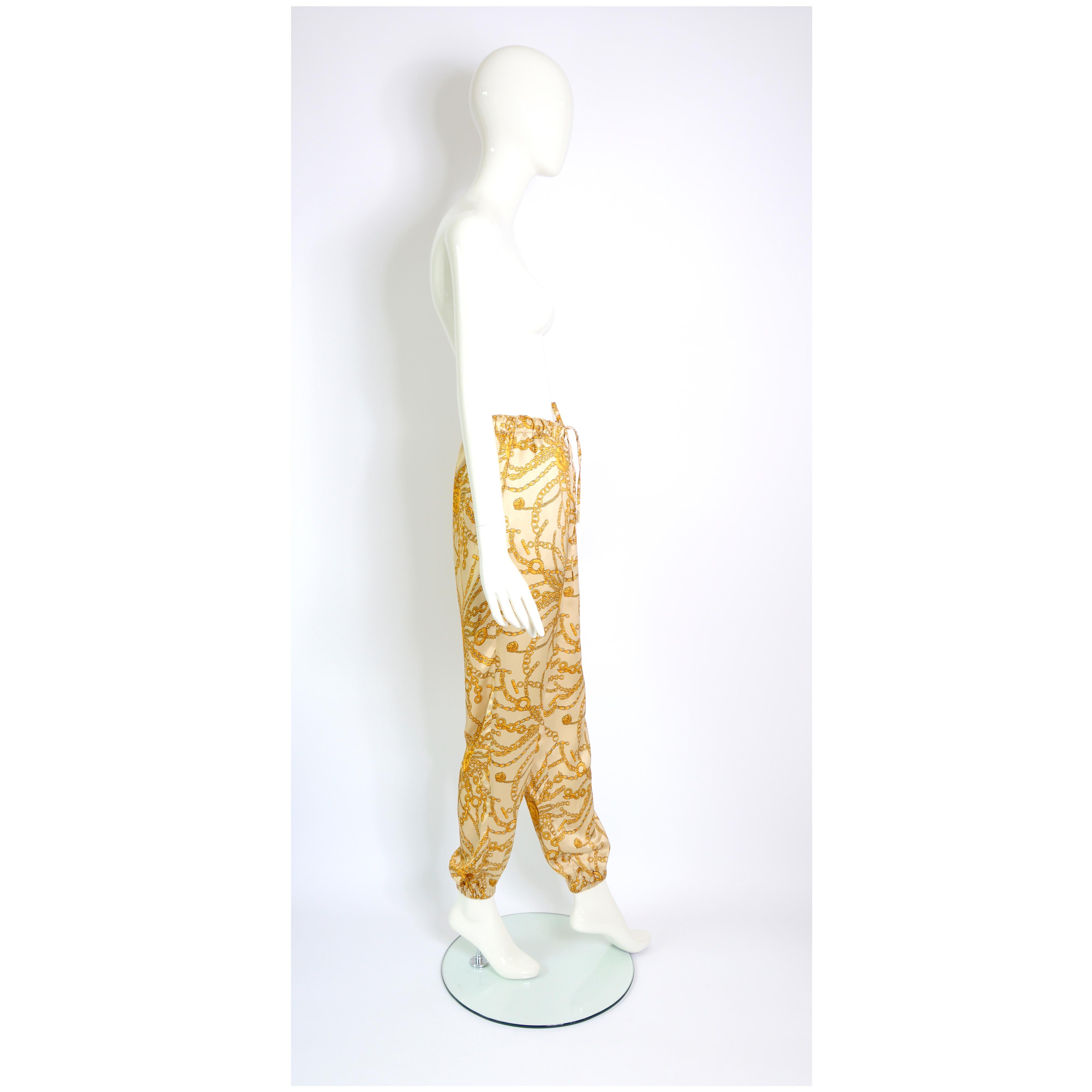 Women's Celine Paris by Hedi Slimane spring/summer 2021 satin chain print trousers  For Sale