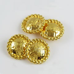 Celine Paris Cufflinks Braided Gilt Metal Brand Logo