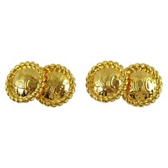 Celine Paris Cufflinks Braided Gilt Metal Brand Logo