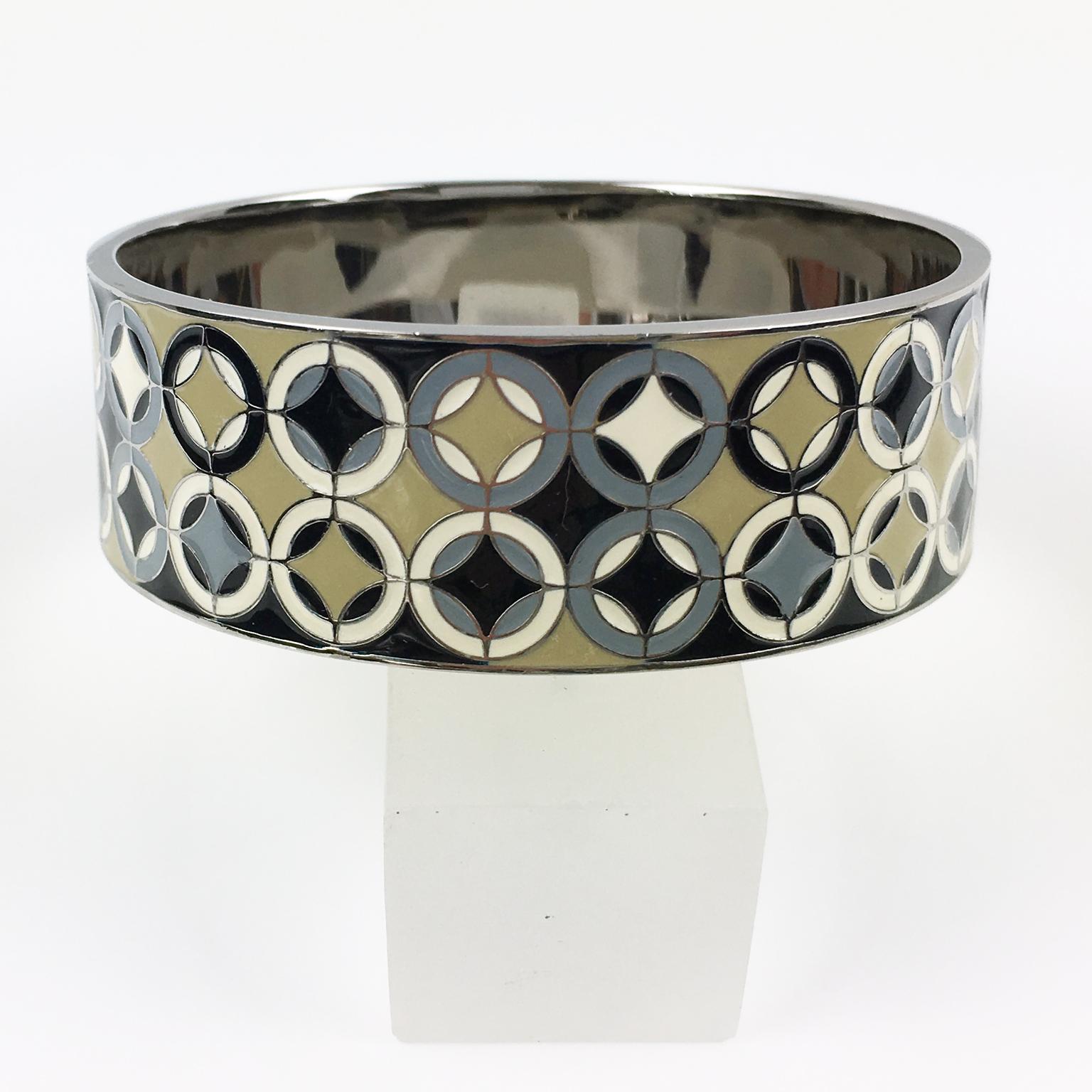 Modernist Celine Paris Art Deco Silvered Metal Bracelet For Sale