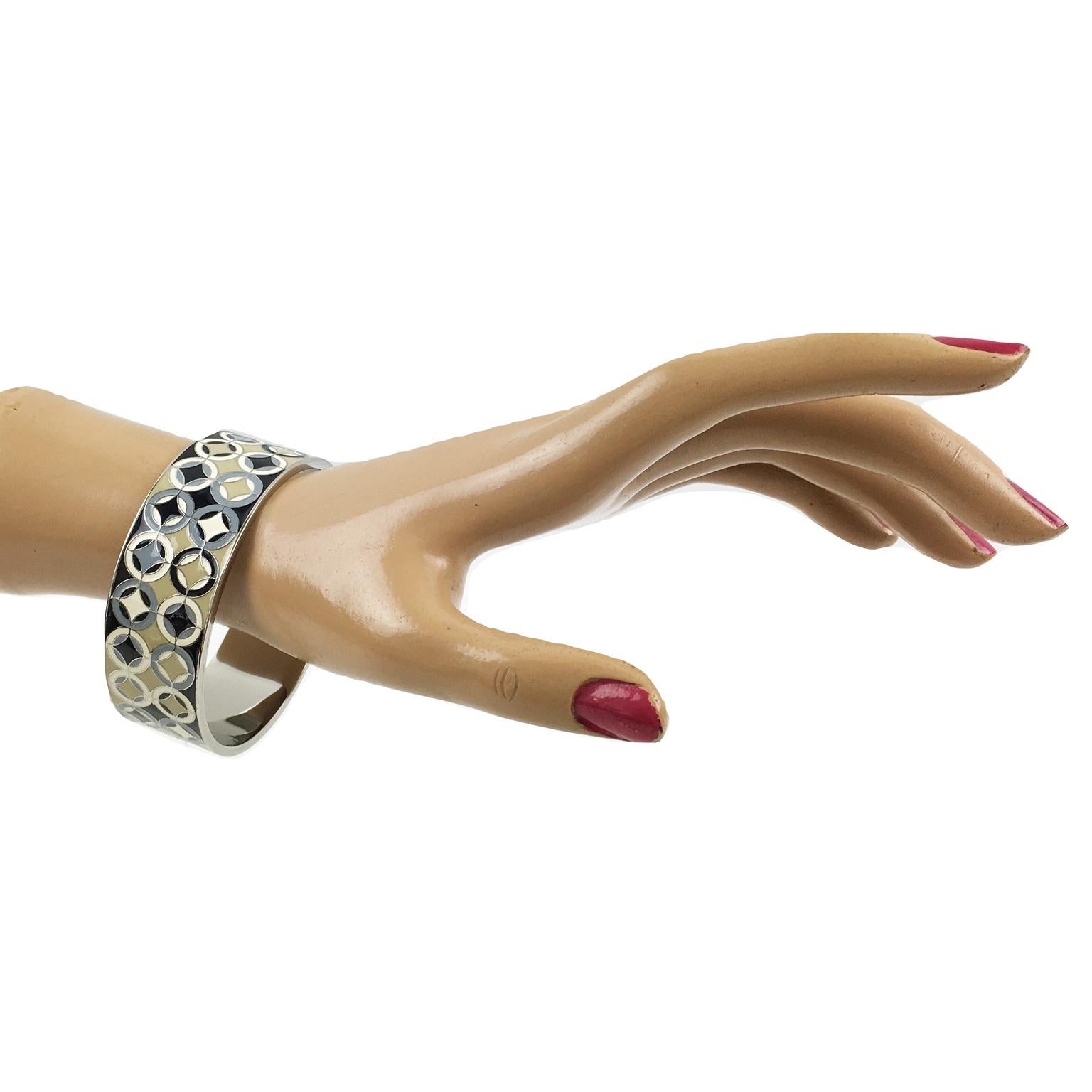 Celine Paris Bracelet jonc en émail et métal argenté Pour femmes en vente