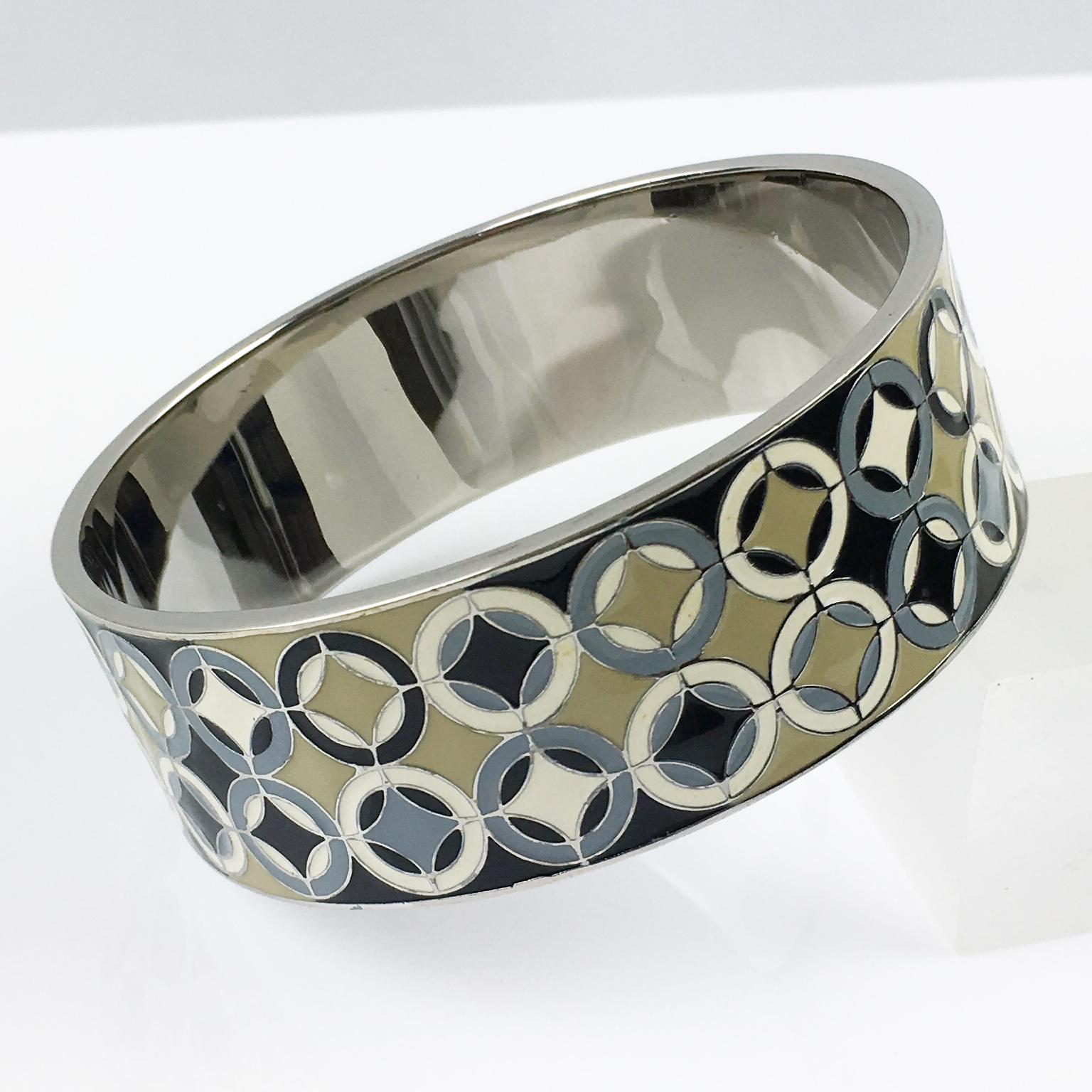 Women's Celine Paris Art Deco Silvered Metal Bracelet For Sale