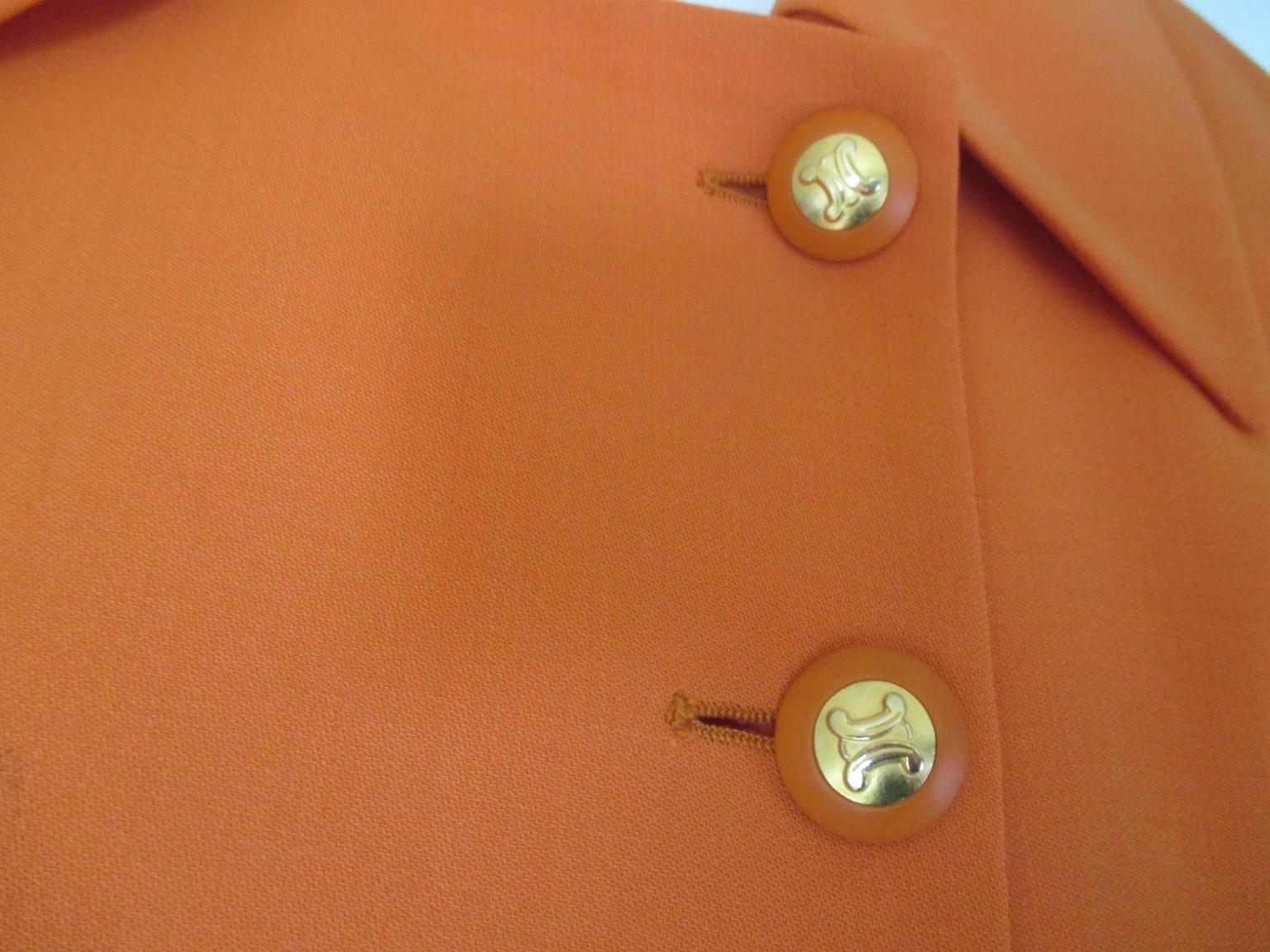 Celine Paris Orange Wool blazer small For Sale 3