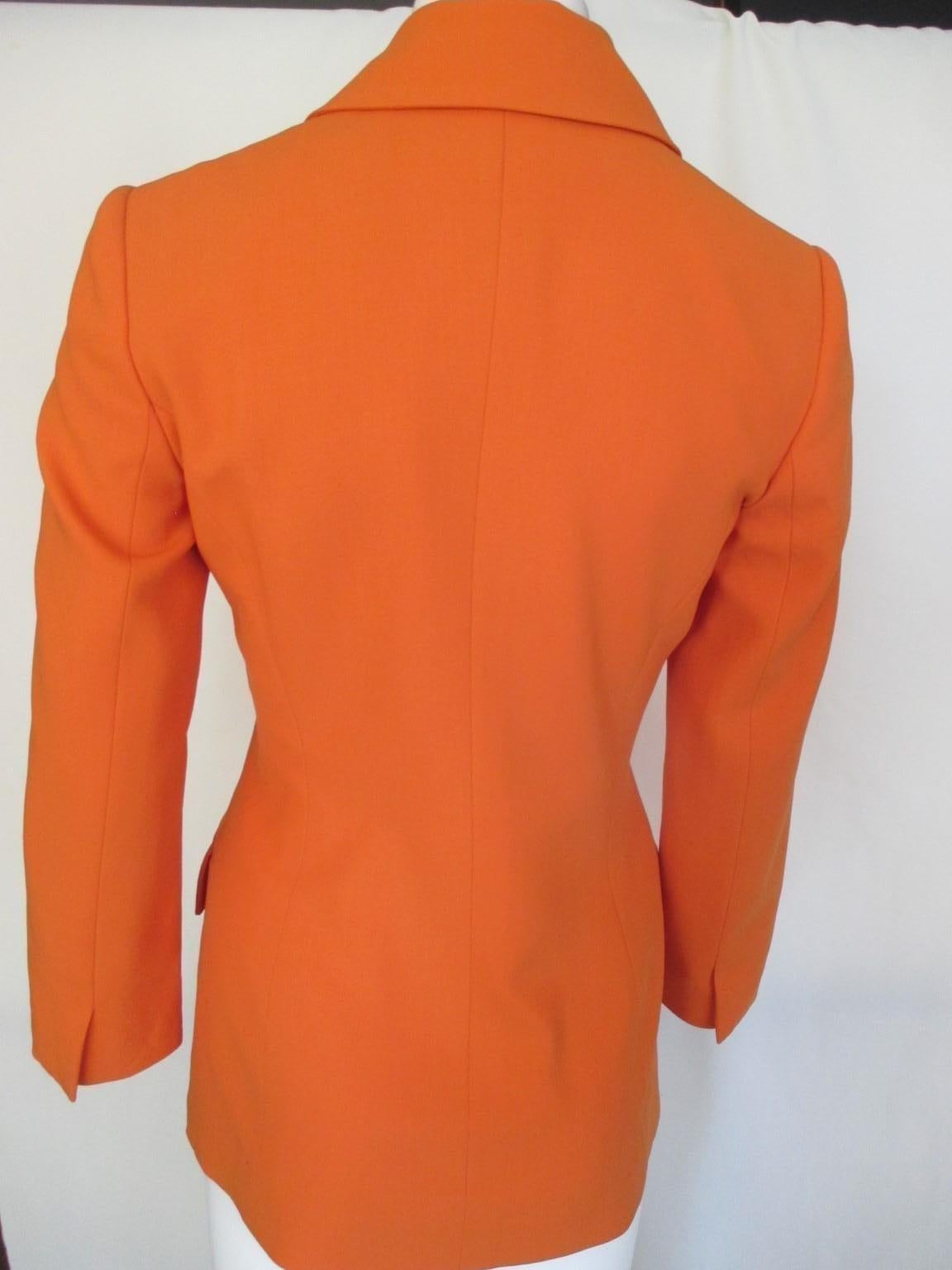 Celine Paris Orange Wool blazer small In Good Condition For Sale In Amsterdam, NL