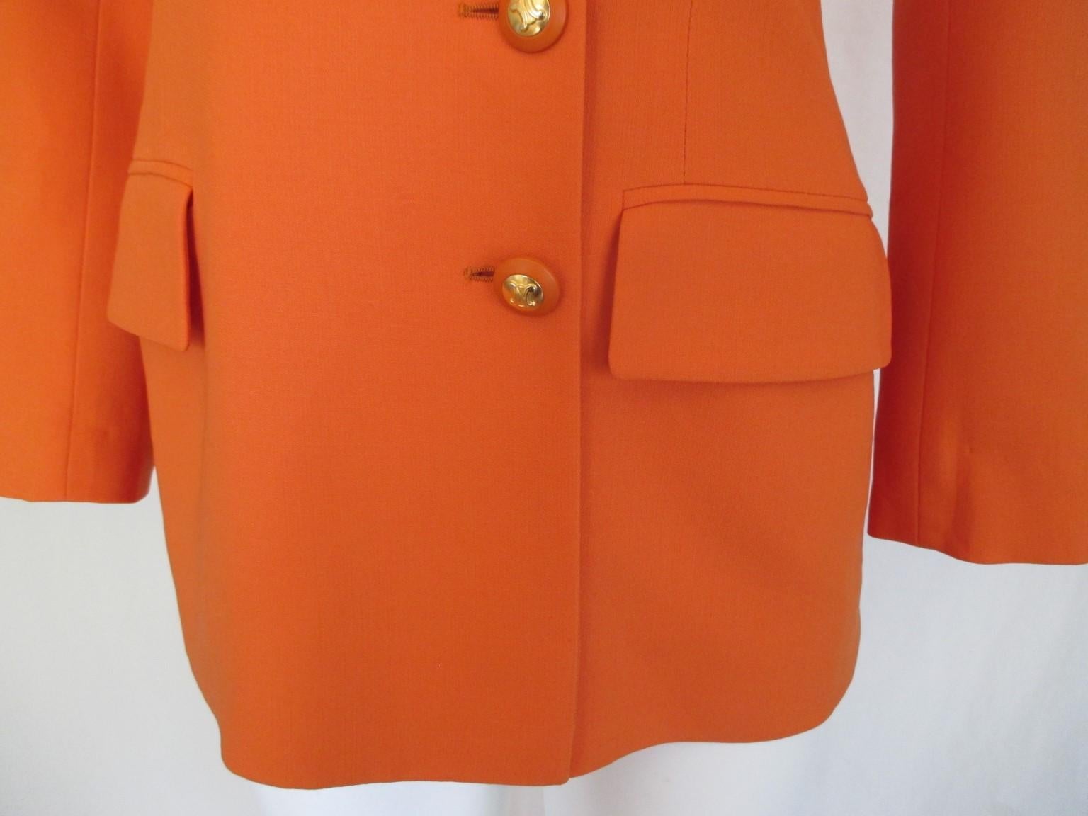 Women's Celine Paris Orange Wool blazer small For Sale