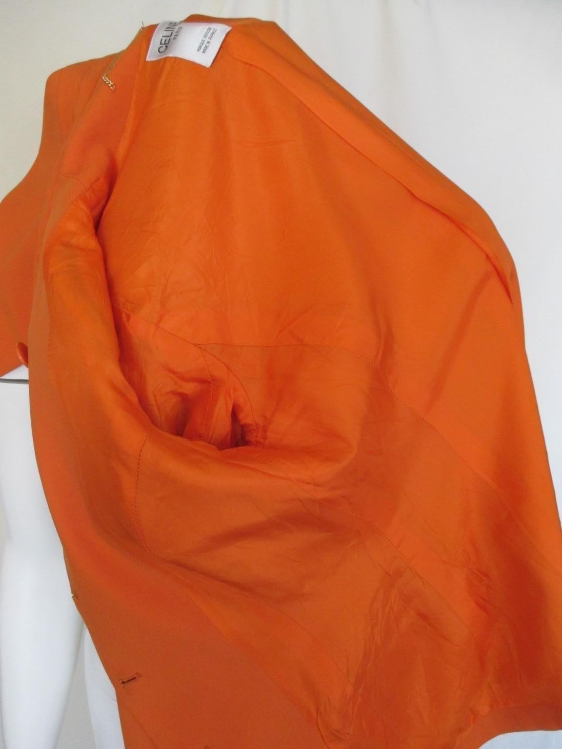 Celine Paris Orange Wool blazer small For Sale 1