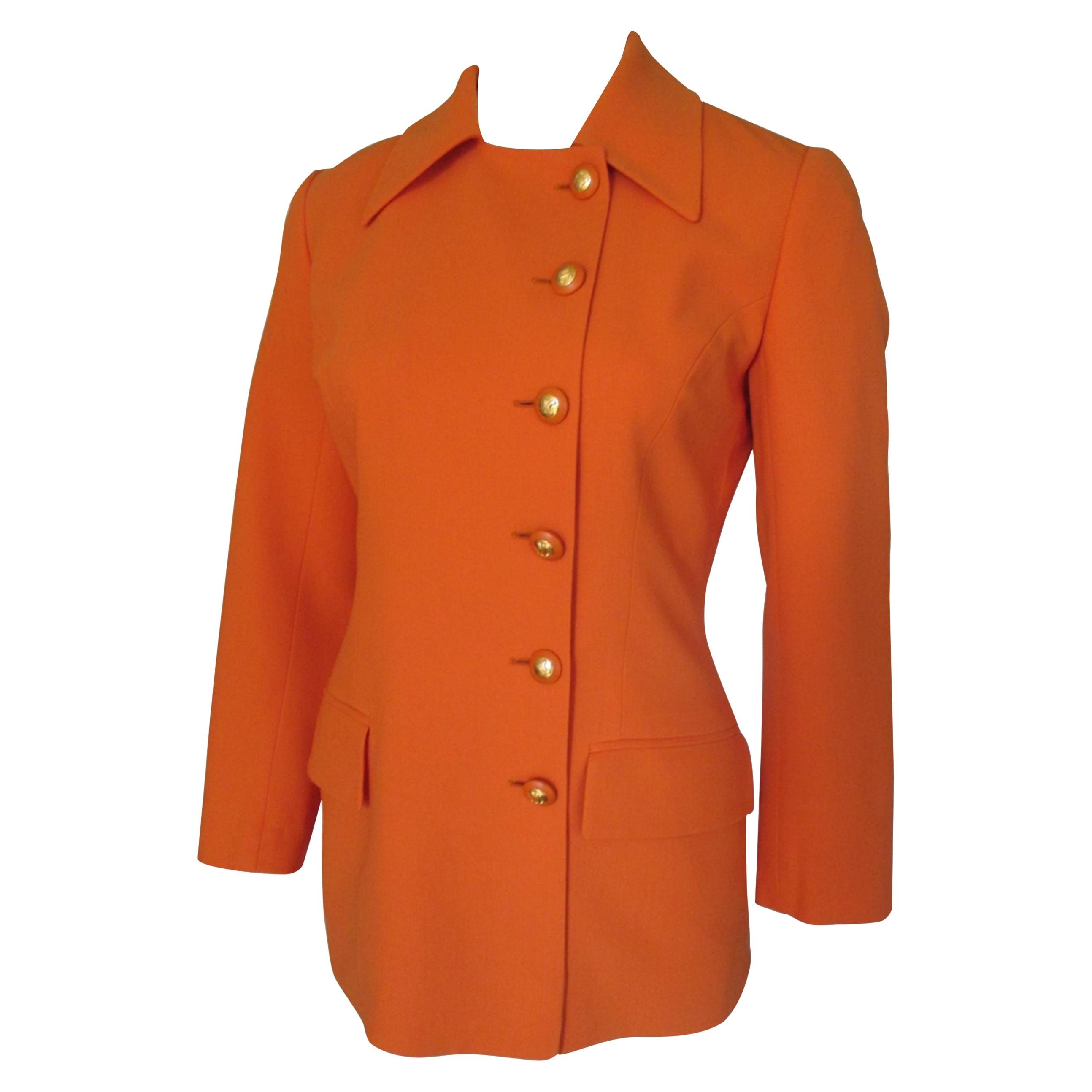 Celine Paris Orange Wool blazer small For Sale