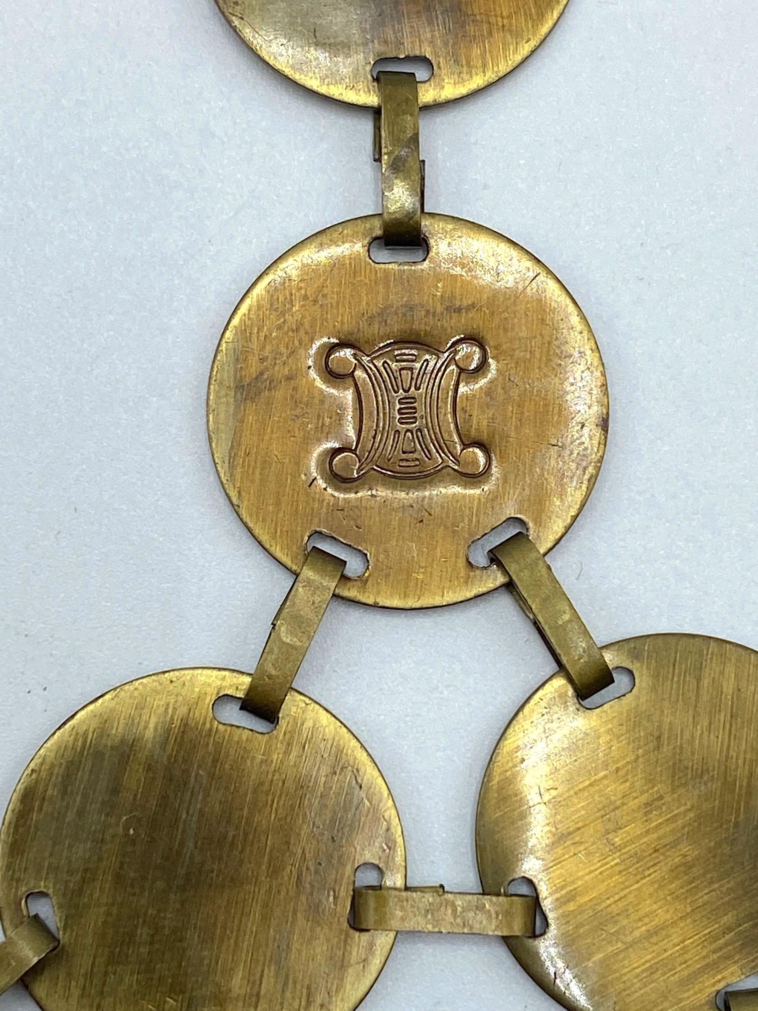 Celine, Paris Patinated Bronze Disk Bib Necklace 6