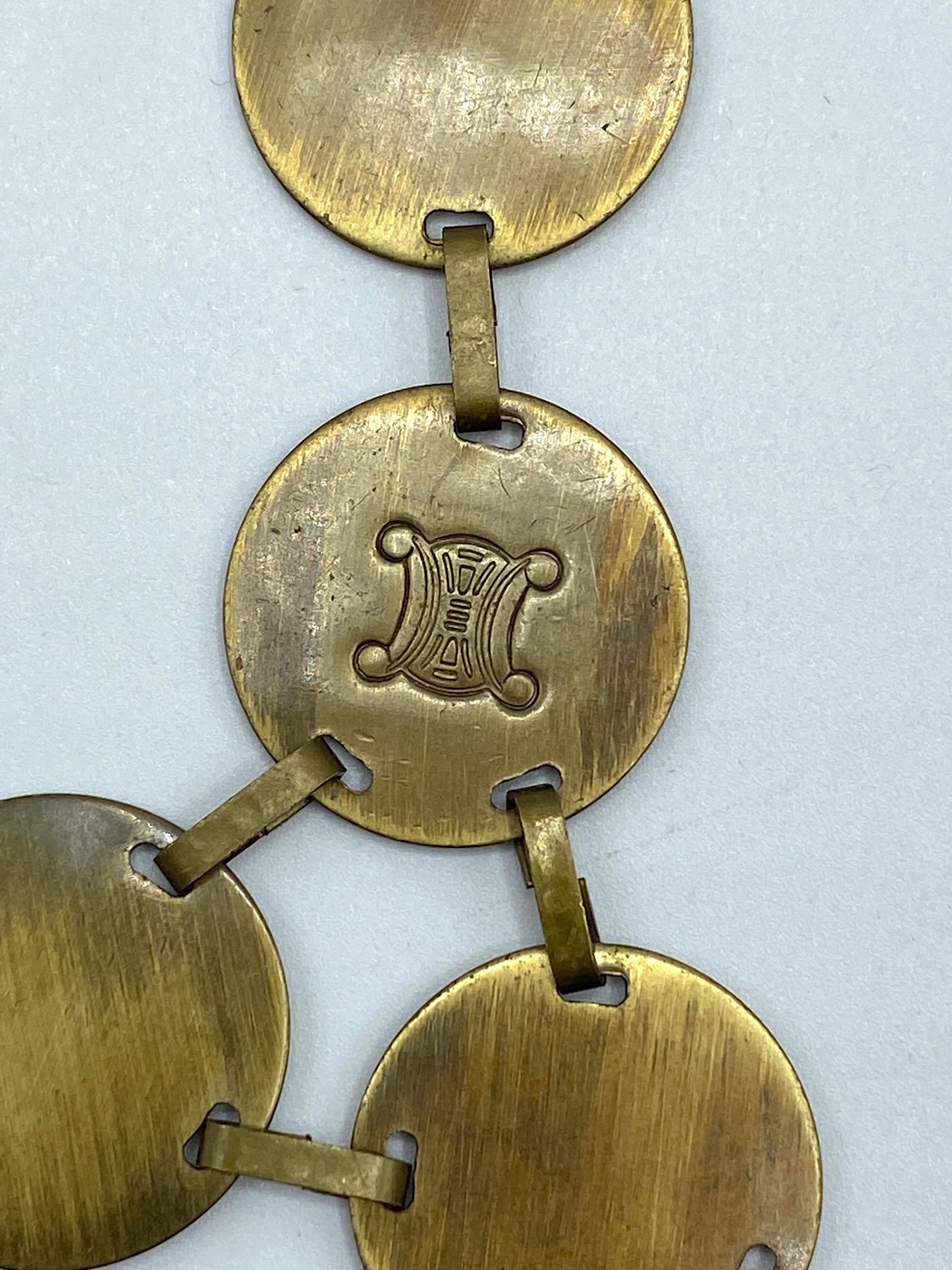Celine, Paris Patinated Bronze Disk Bib Necklace 7