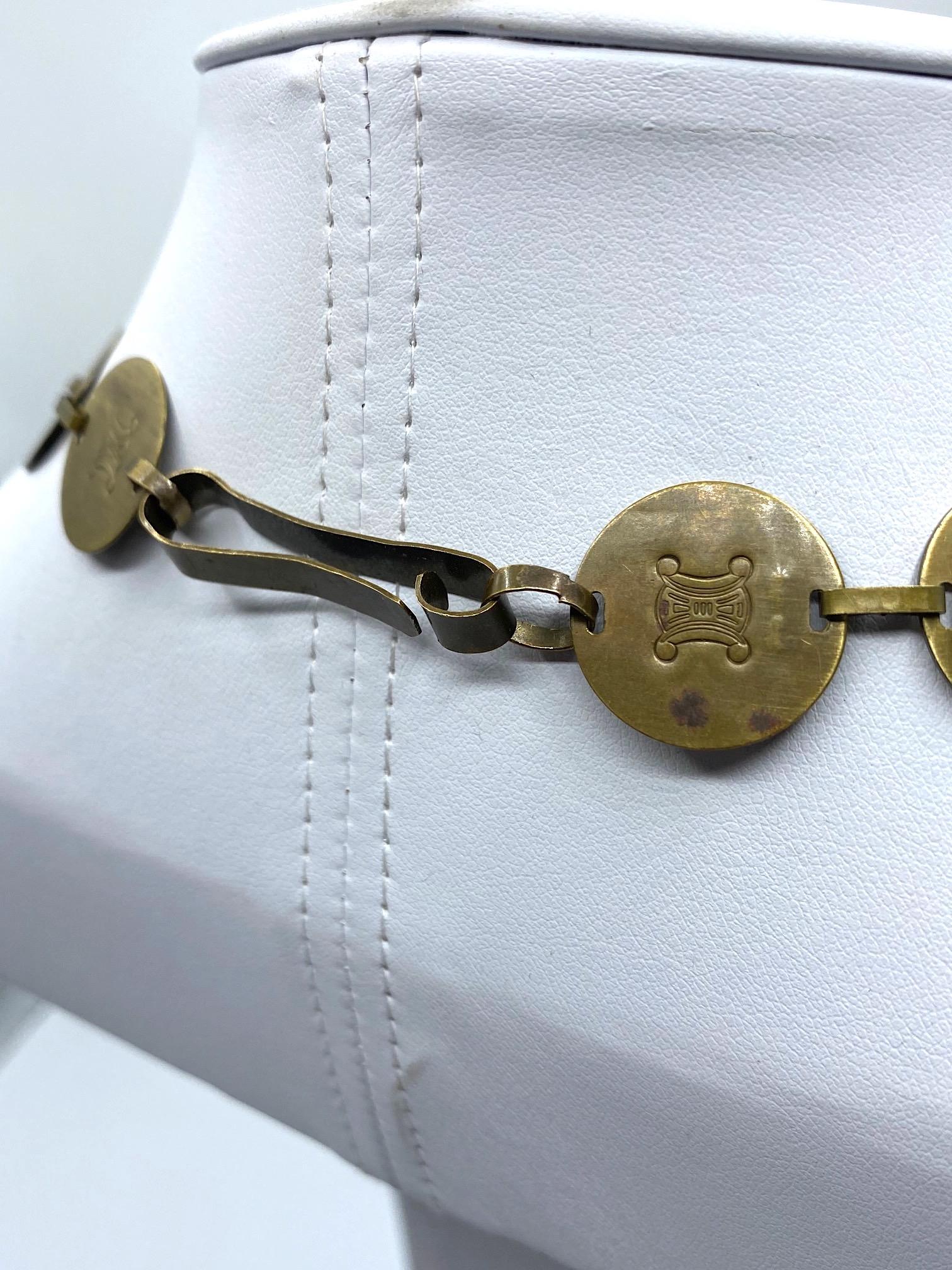Celine, Paris Patinated Bronze Disk Bib Necklace 8