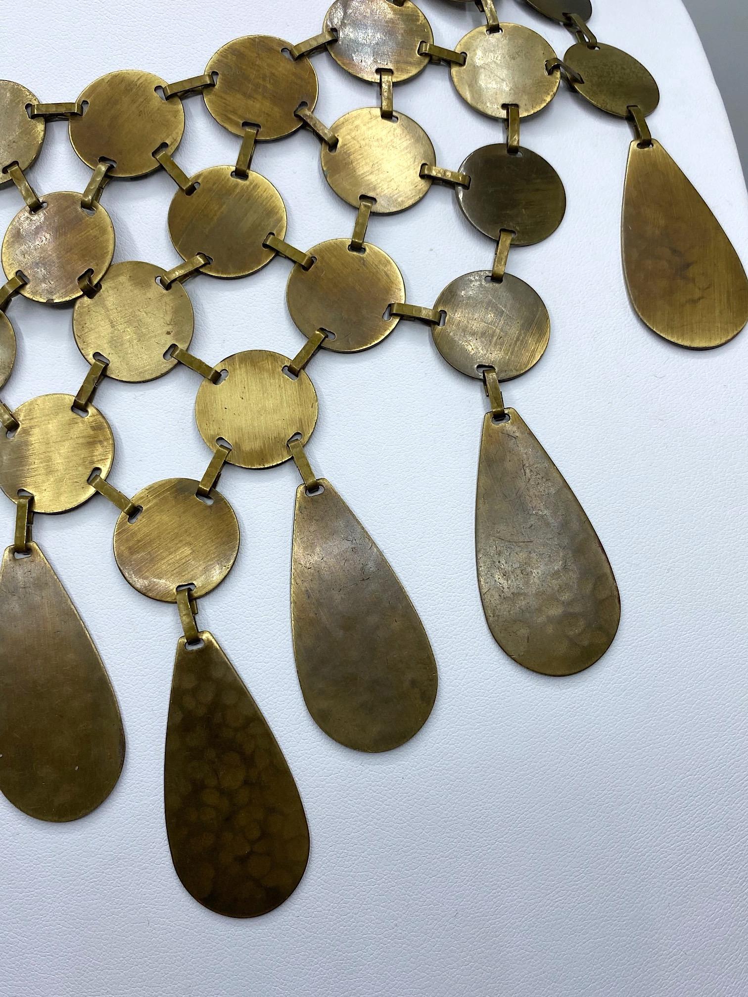 Celine, Paris Patinated Bronze Disk Bib Necklace 2