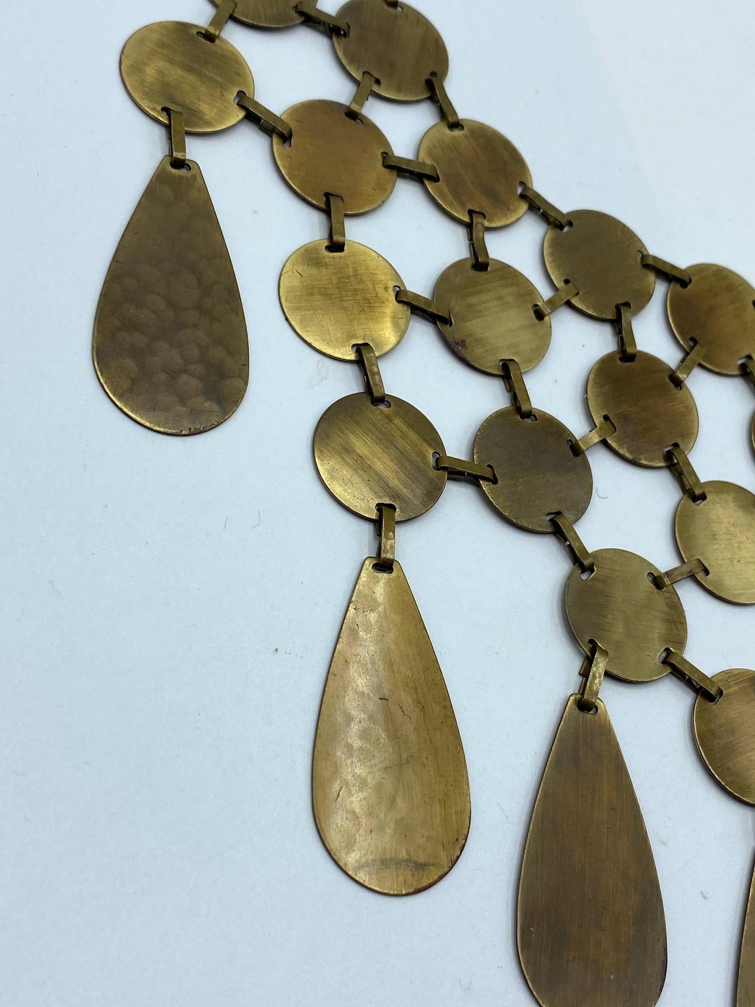 Celine, Paris Patinated Bronze Disk Bib Necklace 3