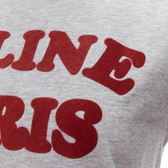 CELINE PARIS red felt logo grey cotton crew neck tshirt XS