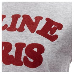 CELINE PARIS red felt logo grey cotton crew neck tshirt XS