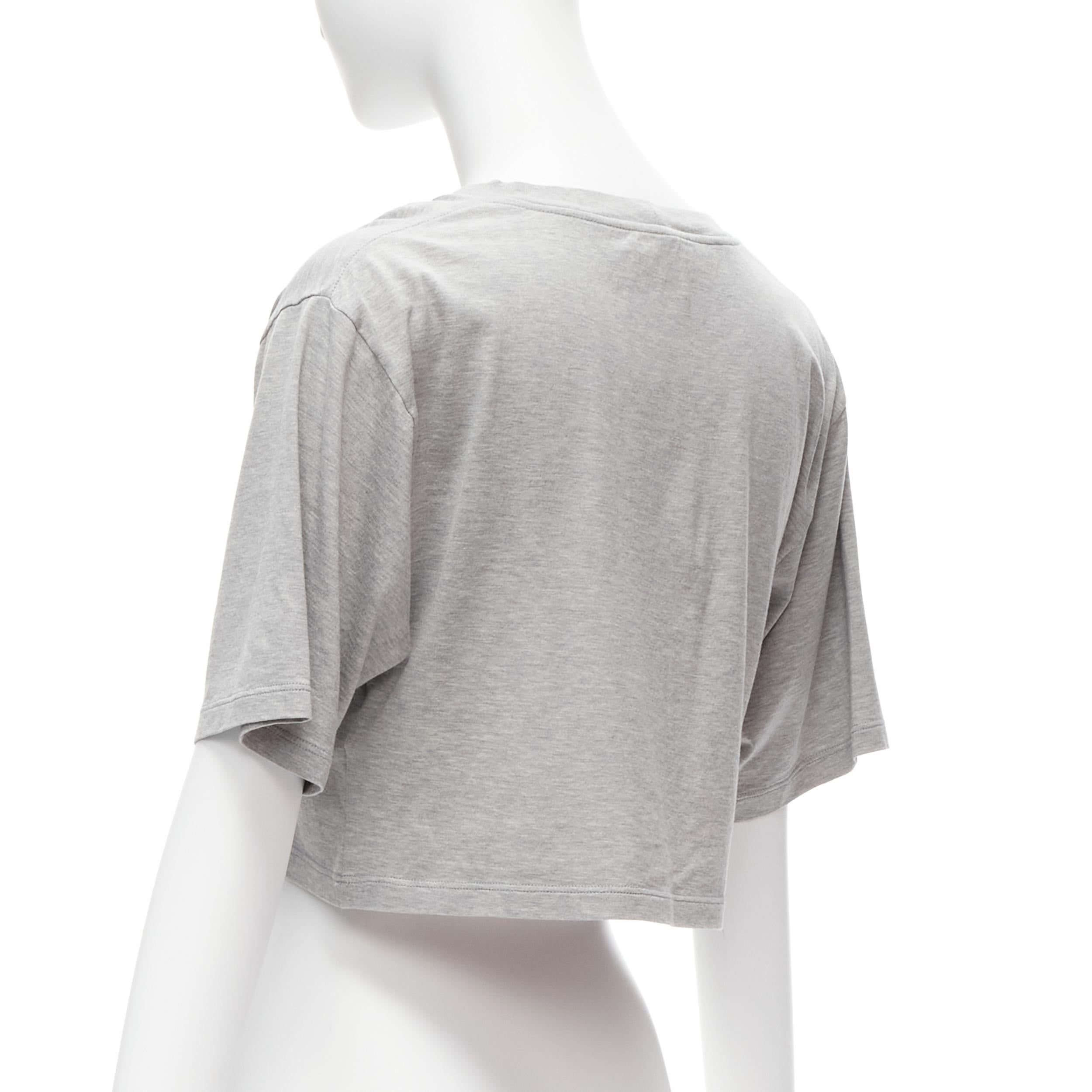 CELINE PARIS red logo grey cotton crew neck cropped tshirt XS For Sale 1
