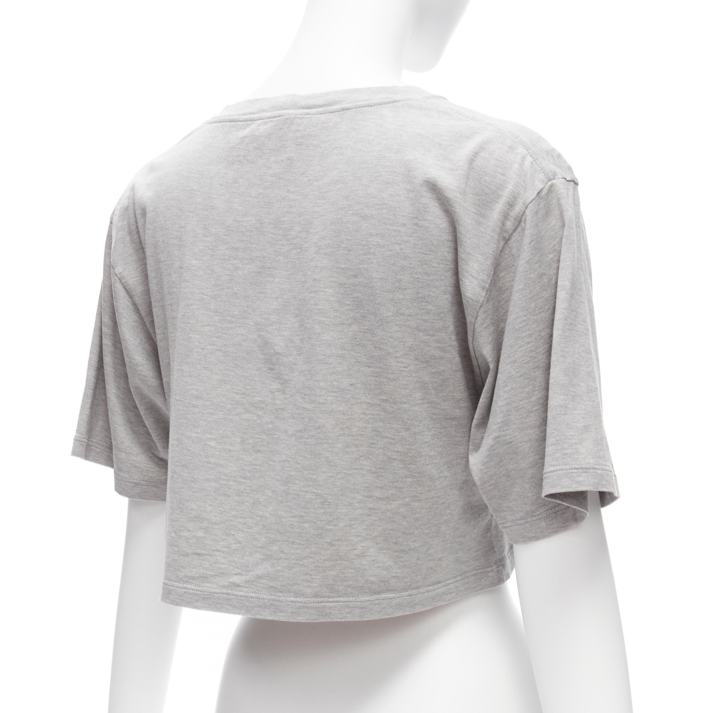 CELINE PARIS red logo grey cotton crew neck cropped tshirt XS For Sale 3