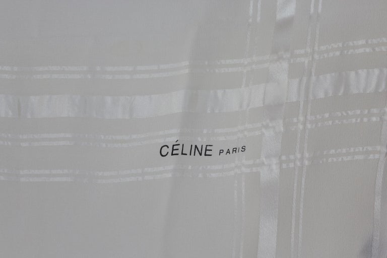 Celine Paris Scarf Beige in Silk 1990s 44 X 135 cm Striped Decoration ...