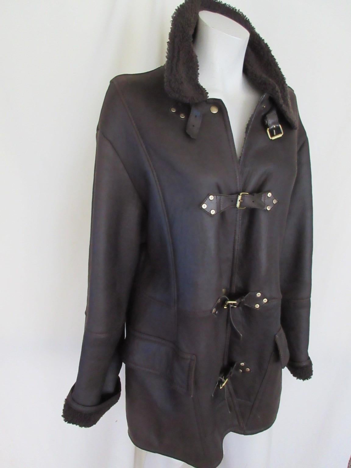 Celine Paris Shearling Leather Coat For Sale 4