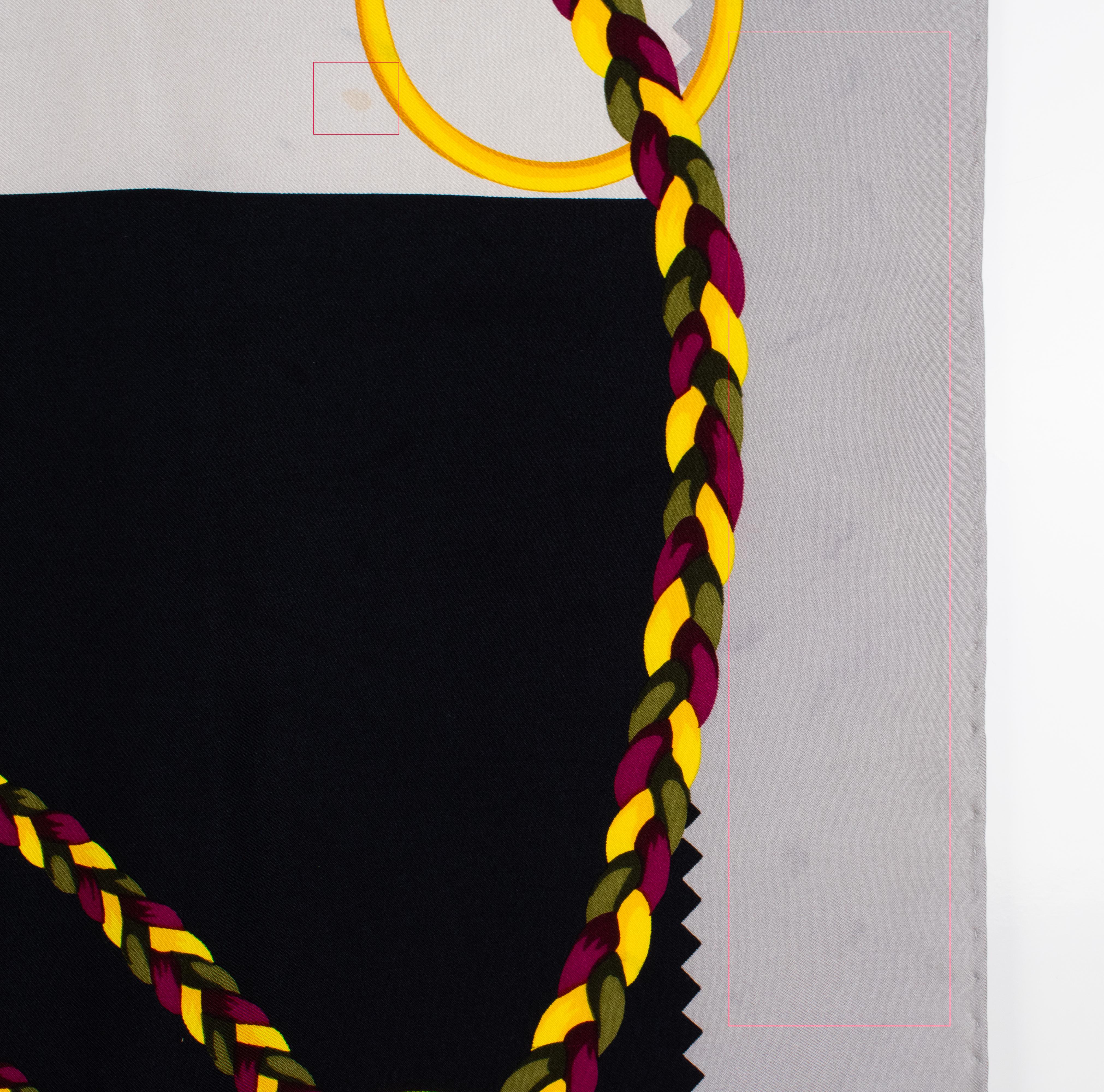 Celine Paris Silk Scarf Gray and Gold Horsebit and Chains Print, c1990s For Sale 6