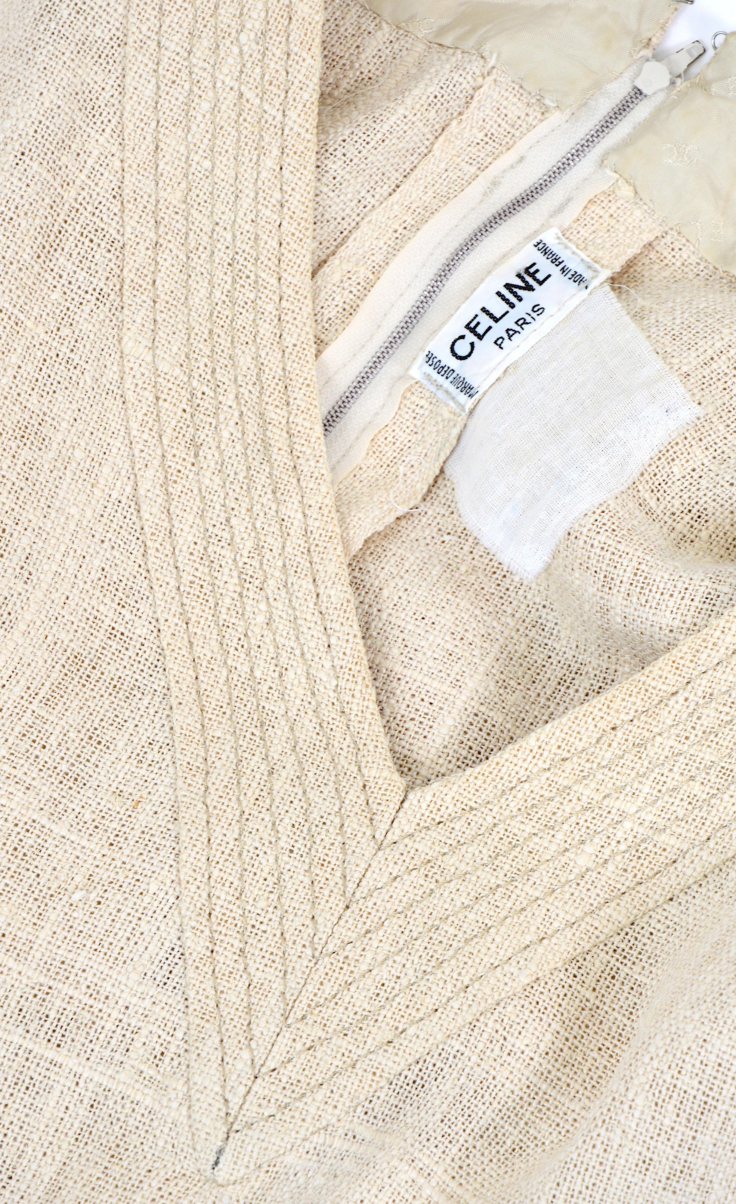 Celine Paris vintage 1970s blouse made in linen or raw jute fabric. 8