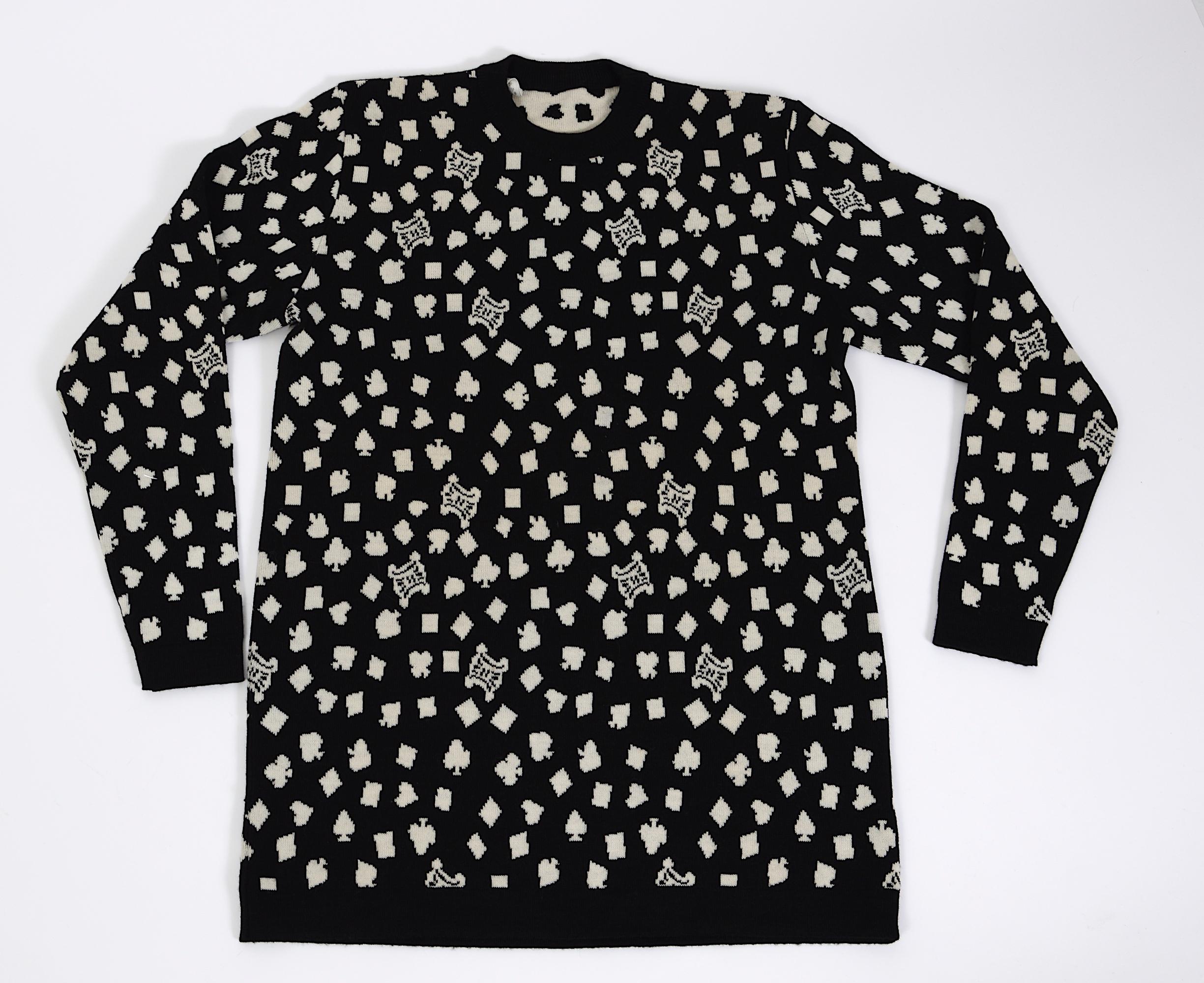 Celine Paris vintage 1980s black & white wool logo design pullover 7