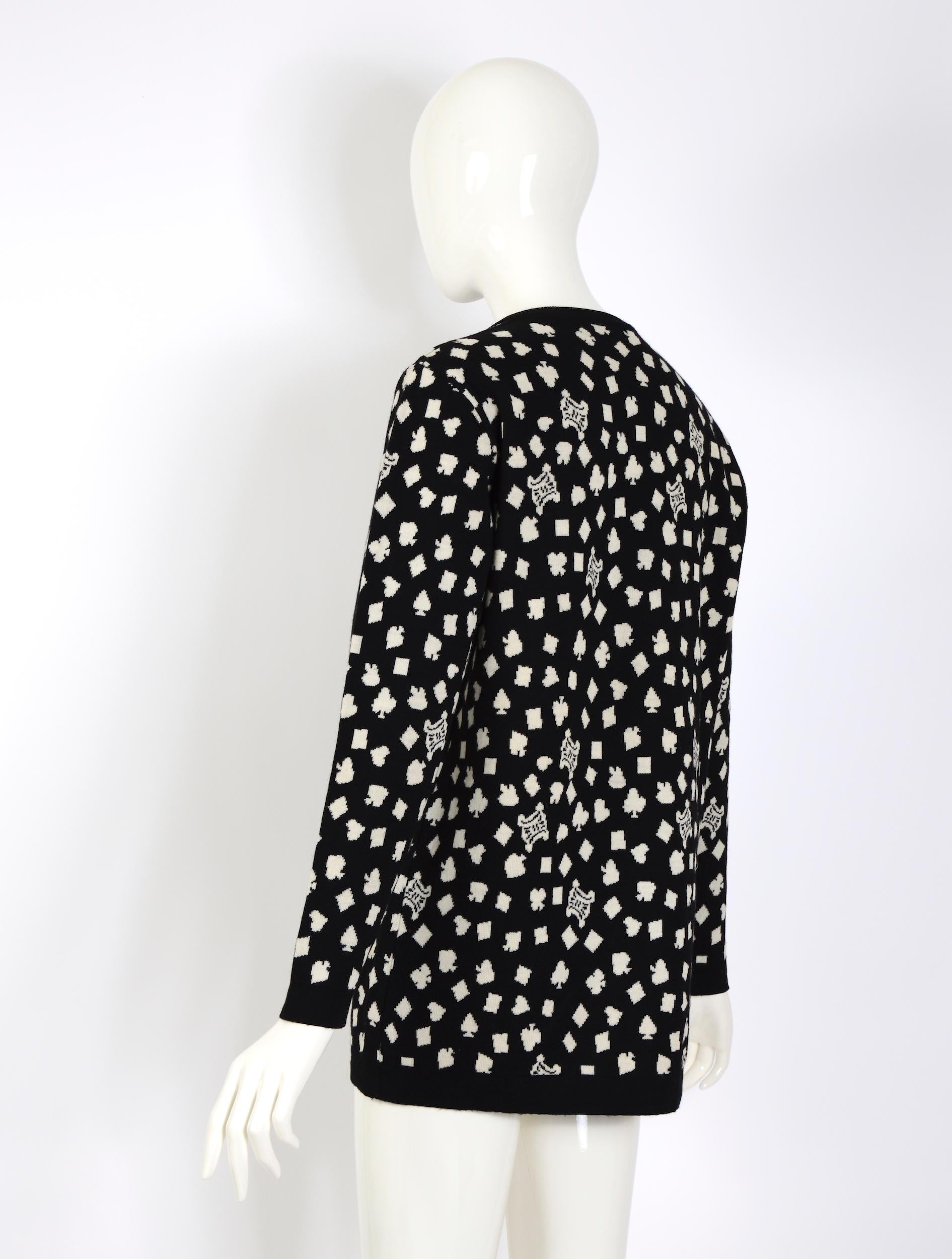 Celine Paris vintage 1980s black & white wool logo design pullover 2