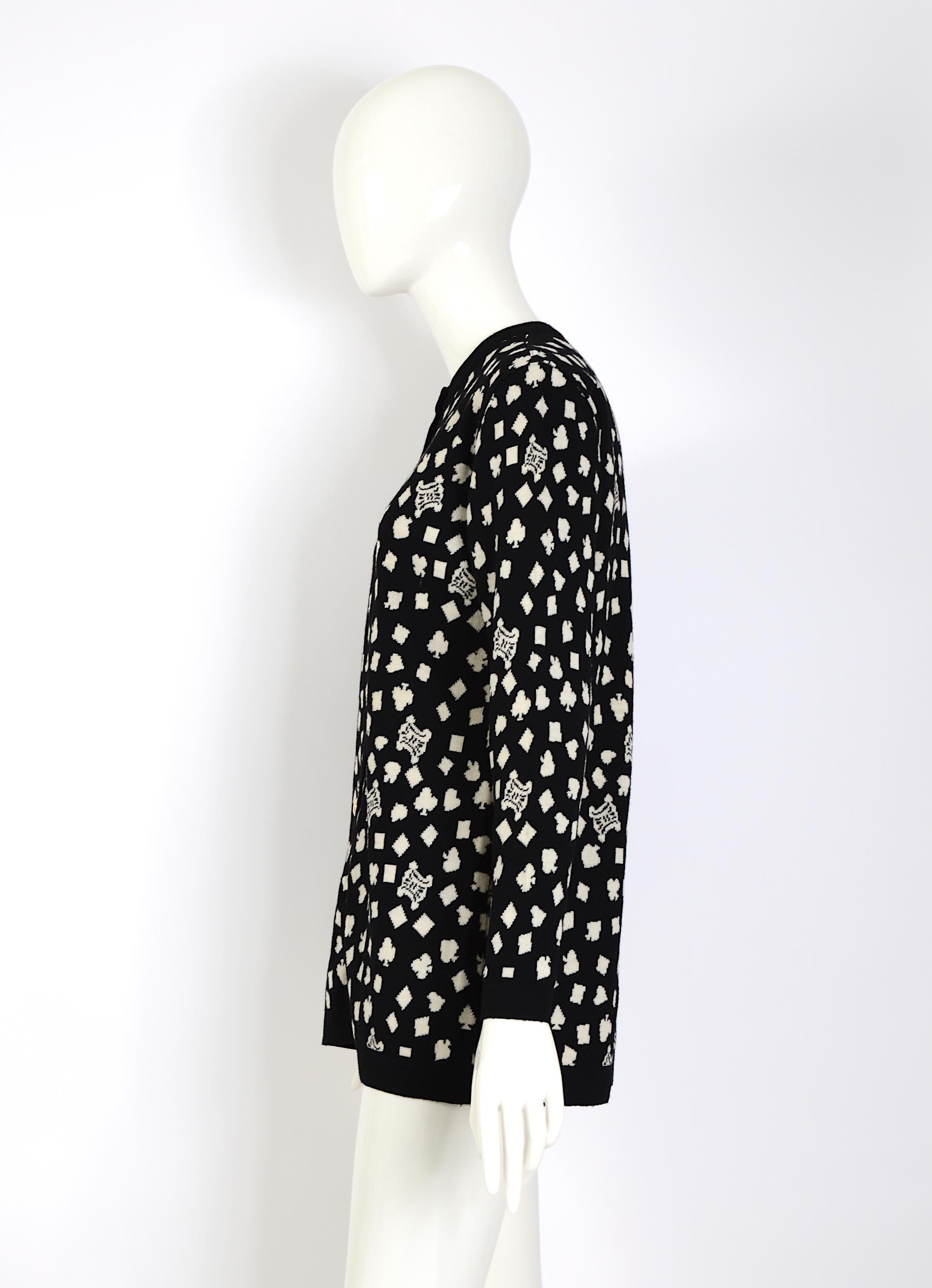 Celine Paris vintage 1980s black & white wool logo design pullover 3