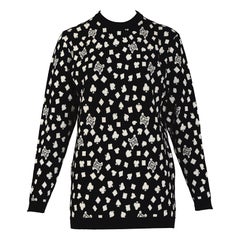 Celine Paris vintage 1980s black & white wool logo design pullover